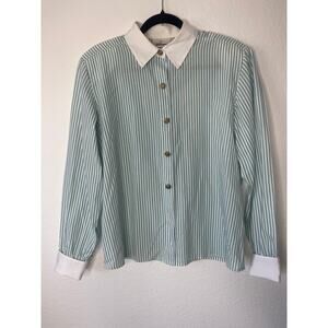 Vintage Worthington Blue and White Striped Button Up